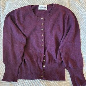 Brora 100% Cashmere Plum 3/4-length Cardigan
